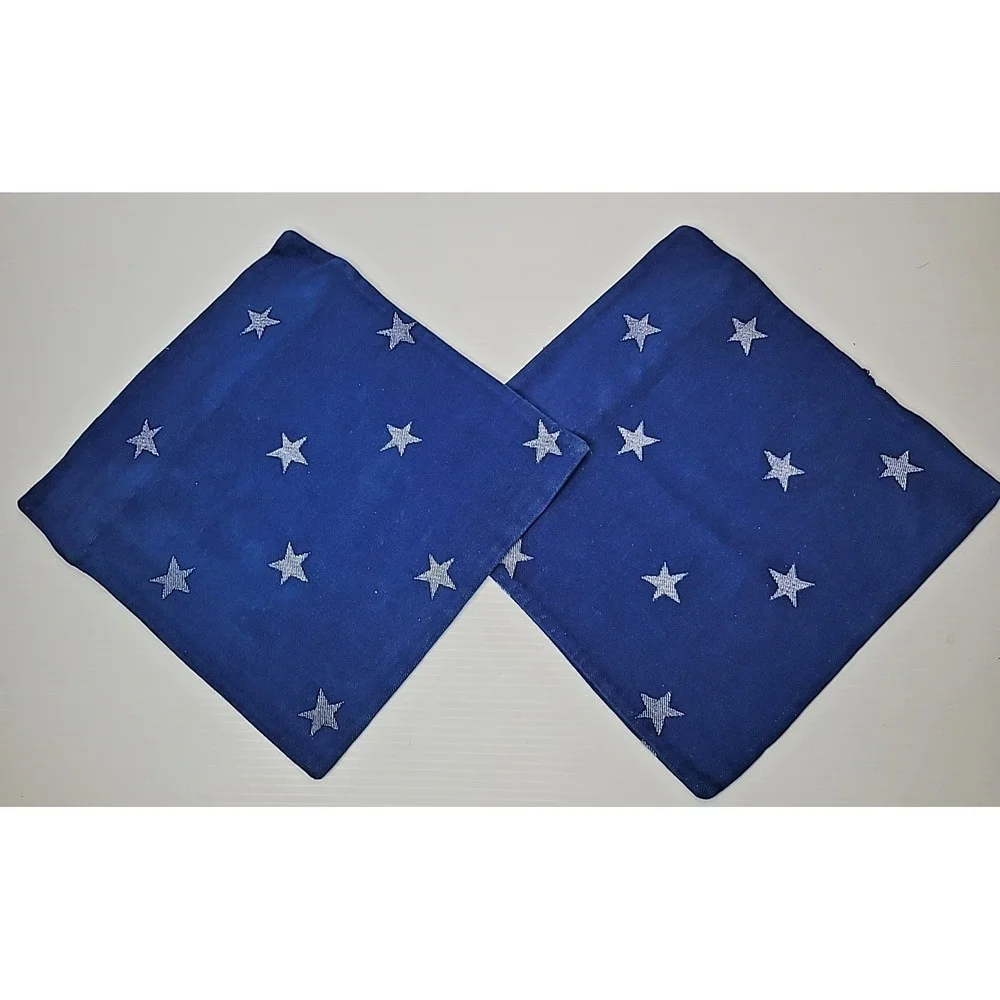 2 Crate & Barrel Star Throw Pillow Covers 12x12 Blue White Patriotic Old Stock